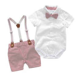 Summer Baby Boy Clothes: Gentleman Party Costume Jumpsuit + Shorts (2-Piece Set)